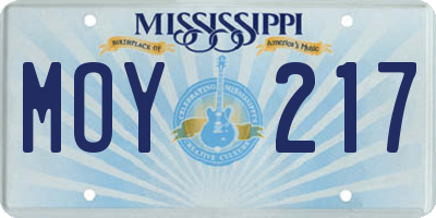MS license plate MOY217