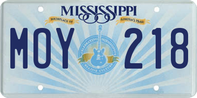 MS license plate MOY218