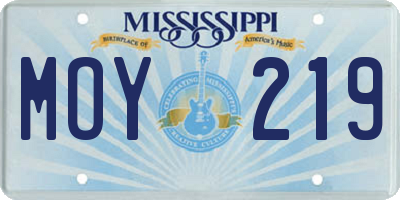 MS license plate MOY219