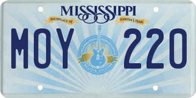 MS license plate MOY220