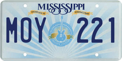 MS license plate MOY221