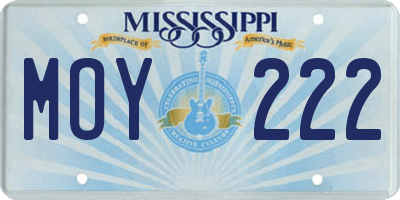 MS license plate MOY222