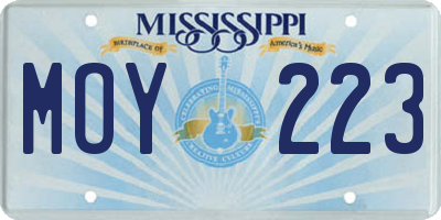 MS license plate MOY223