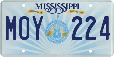 MS license plate MOY224