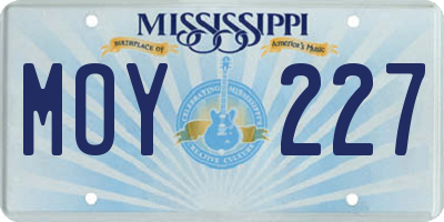 MS license plate MOY227