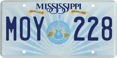 MS license plate MOY228