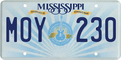 MS license plate MOY230