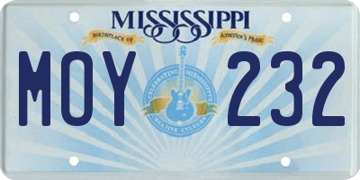 MS license plate MOY232