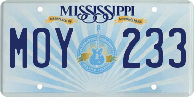 MS license plate MOY233
