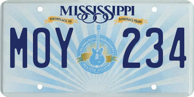 MS license plate MOY234