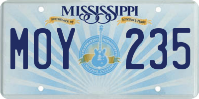 MS license plate MOY235