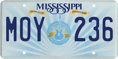 MS license plate MOY236