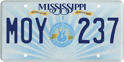 MS license plate MOY237