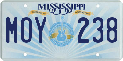 MS license plate MOY238