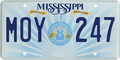 MS license plate MOY247