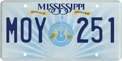 MS license plate MOY251
