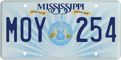 MS license plate MOY254