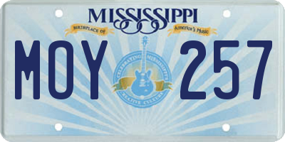 MS license plate MOY257