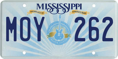 MS license plate MOY262