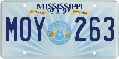 MS license plate MOY263