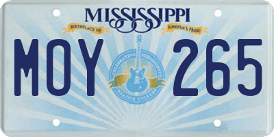 MS license plate MOY265