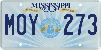 MS license plate MOY273
