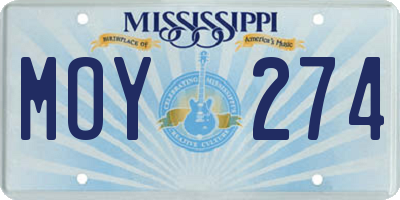 MS license plate MOY274
