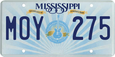 MS license plate MOY275