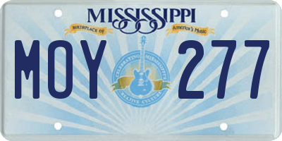 MS license plate MOY277