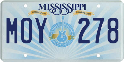 MS license plate MOY278