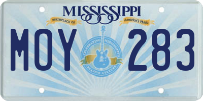 MS license plate MOY283
