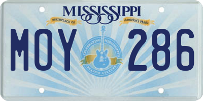 MS license plate MOY286