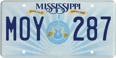 MS license plate MOY287
