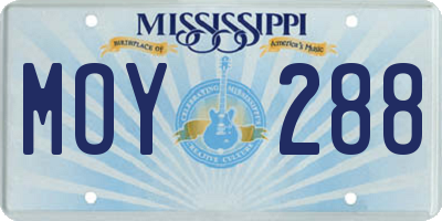 MS license plate MOY288