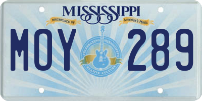 MS license plate MOY289