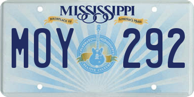 MS license plate MOY292