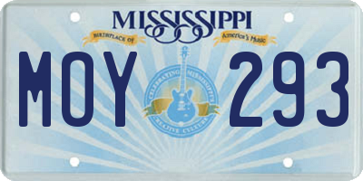 MS license plate MOY293