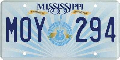MS license plate MOY294