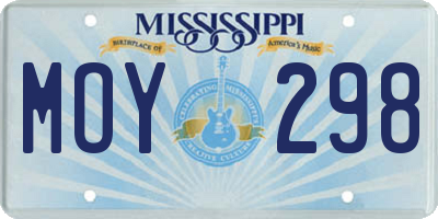 MS license plate MOY298