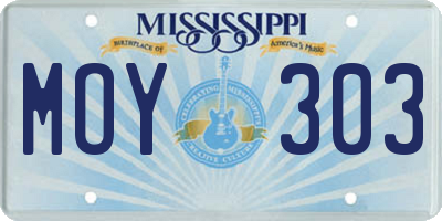 MS license plate MOY303