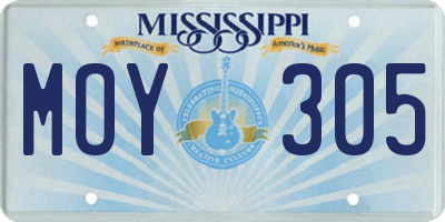 MS license plate MOY305