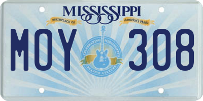MS license plate MOY308