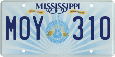 MS license plate MOY310