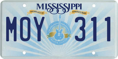 MS license plate MOY311