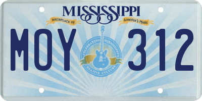 MS license plate MOY312