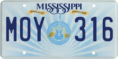 MS license plate MOY316