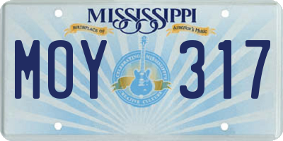 MS license plate MOY317