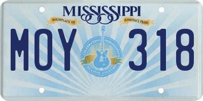 MS license plate MOY318