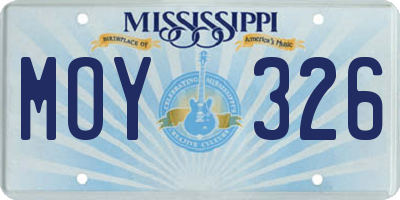 MS license plate MOY326