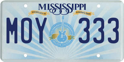 MS license plate MOY333